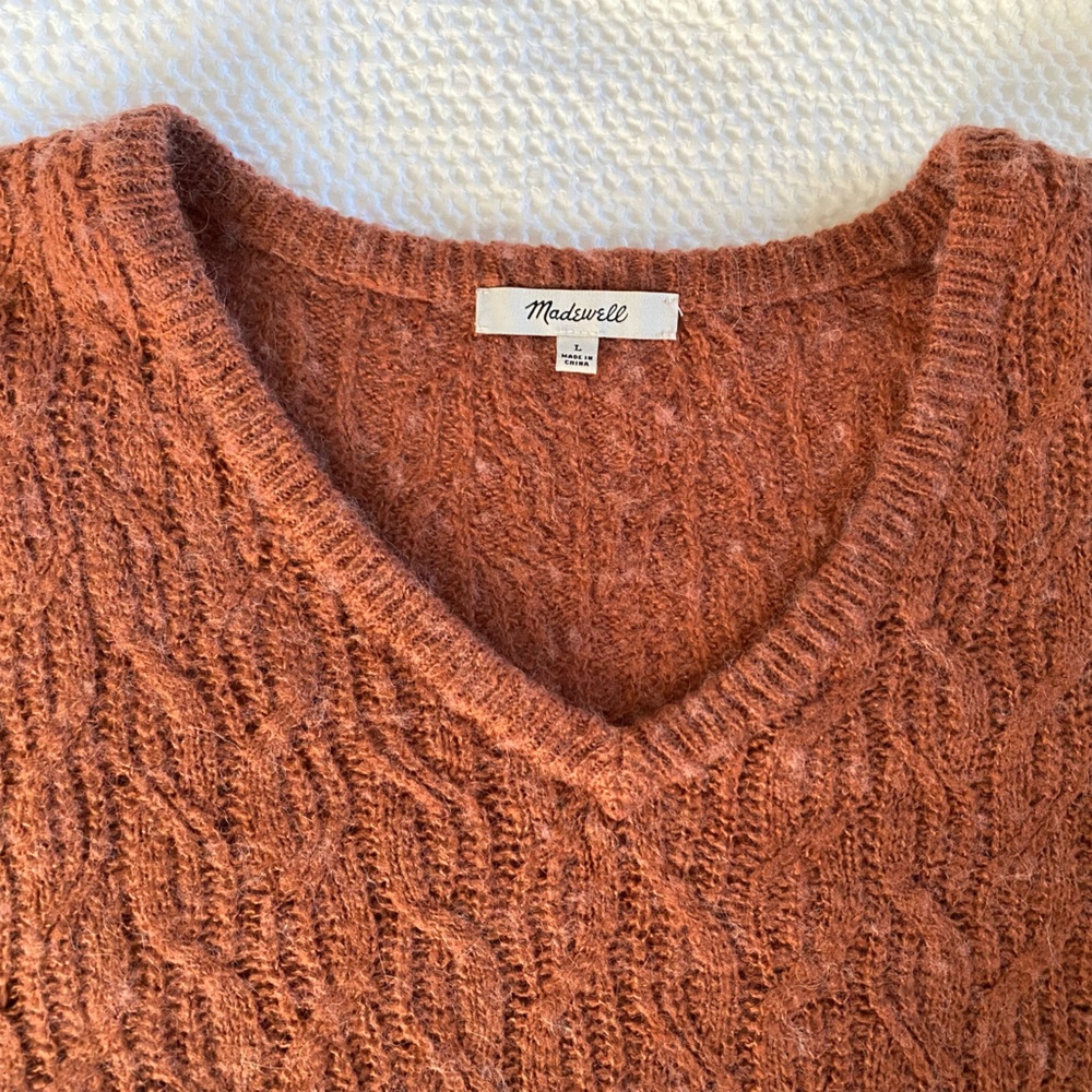 Madewell Women's Alpaca Textured Knit Sweater in Rust